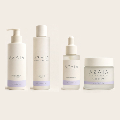 AZAIA Das komplette Ritual – Gentle Daily Cleanser, Hydrating Toner, Barrier Serum und Face Cream